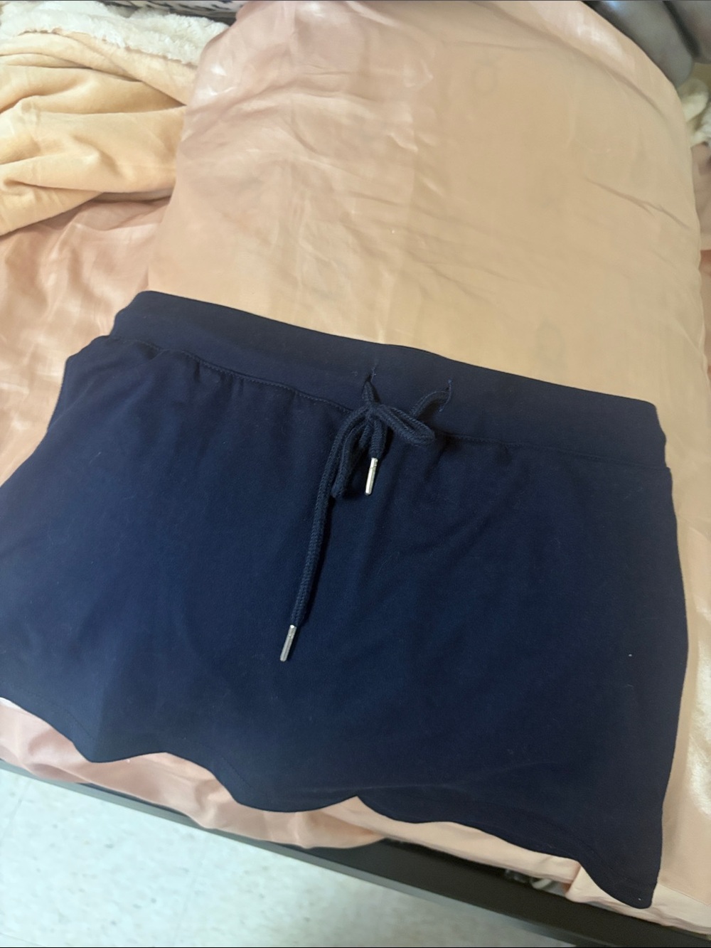 Women’s Navy Drawstring Scallop Hem Skirt
